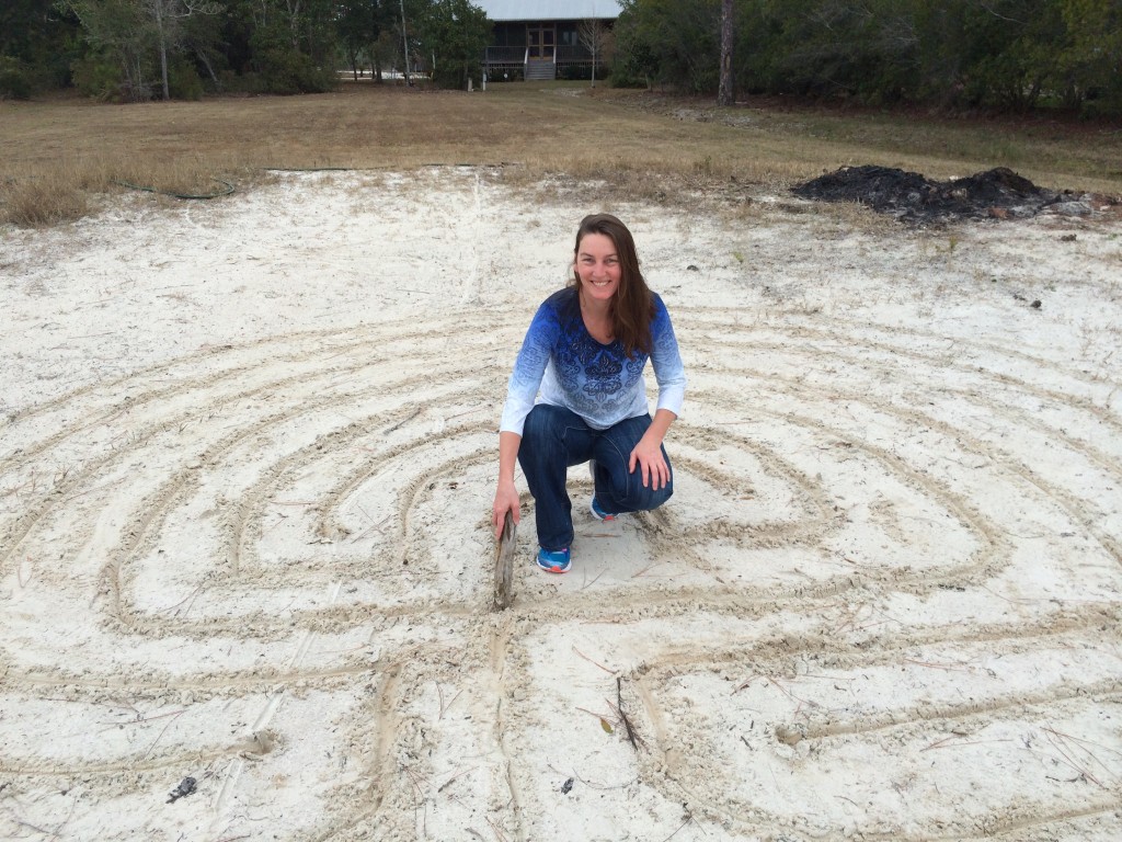 A 7-circuit beach labyrinth, which I created at Perdidio Bay in Alabama.